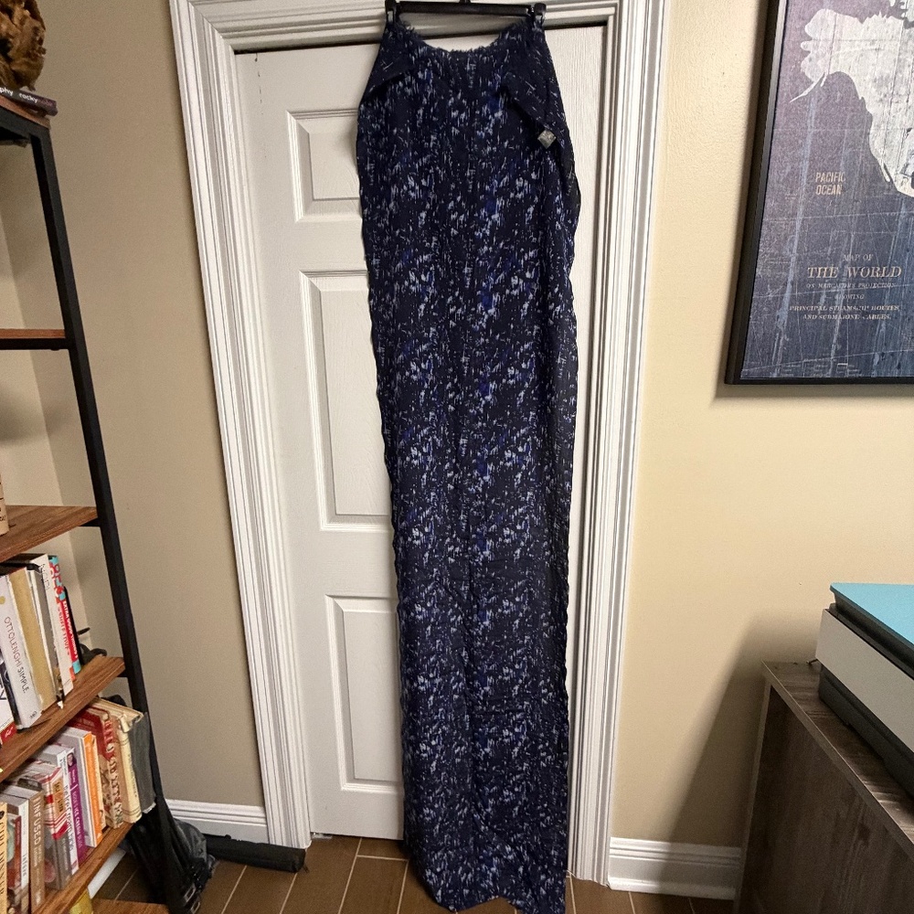 Eileen Fisher 100% Silk Scarf Wrap Blue Tones